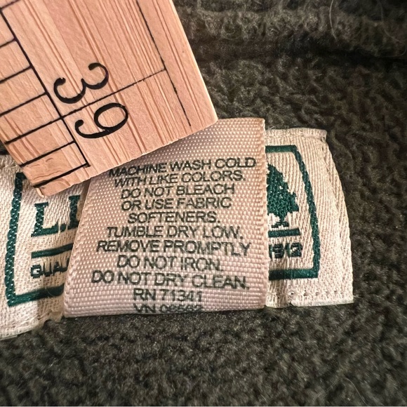 L.L. Bean Vintage Men’s Button Up Fleece Overshirt Army Green XL Tall - Picture 5 of 15